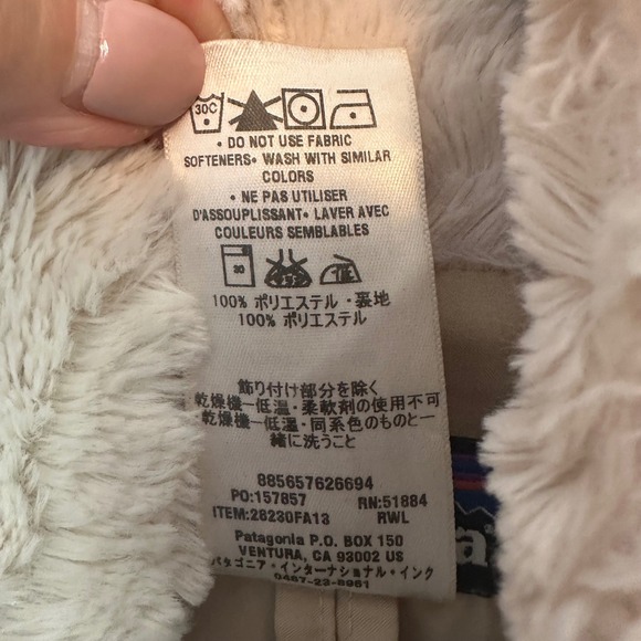 Patagonia Womens Jacket M Pelage Raschel Fleece Fur Wrap Asymmetrical Cream - Picture 9 of 13